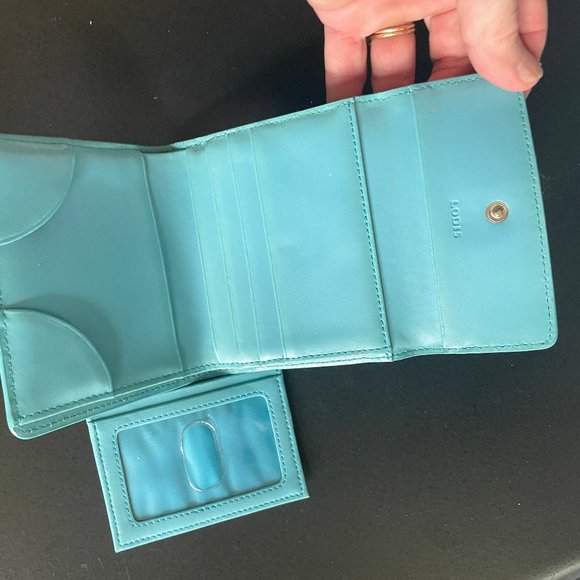 Lodis Sky Blue Silver Trifold Wallet - Picture 3 of 4